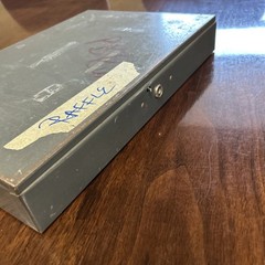 Vintage 1980’s Gray Steel Heavy Duty Cash Box – no key -Opens And Closes/latches