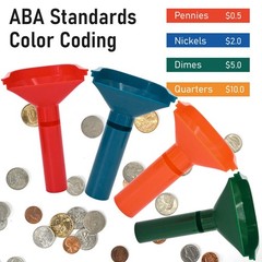 150 Assorted Flat Striped Coin Wrappers & 4 Coin Sorters Tubes, Color-Coded C…
