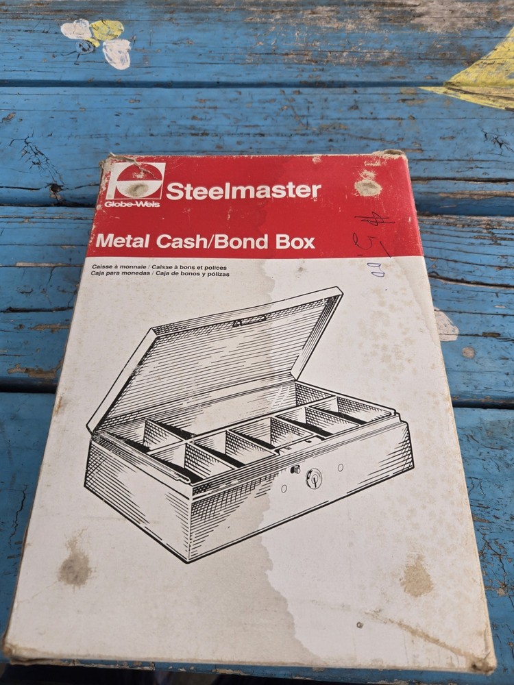 Steelmaster Metal Cash/ Bond Box, 10 1/4w, 2 1/4h, 7 1/4d. New Old stock