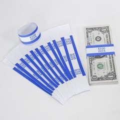 Blue $100 Currency Straps – 100 Self-Adhesive Money Wrappers for Quick Sorting