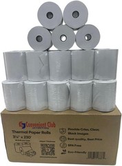 Thermal Paper Receipt Rolls, 3 1/8 x 230, 50 Rolls, 48 GSM POS/Cash Register