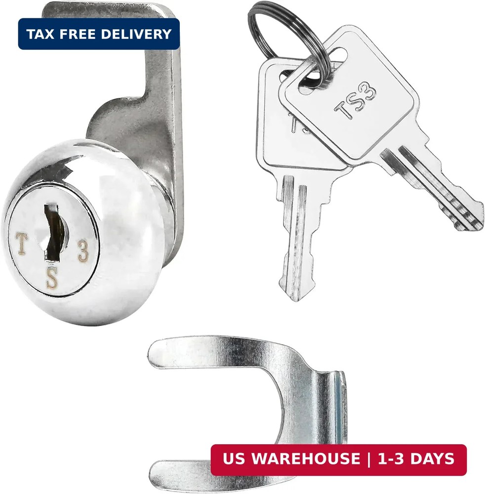 Cash Register Drawer Cam Lock with Quick Clip and 2 Keys – 25.7 x 22mm Replaceme
