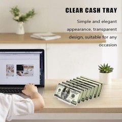 2 Pack Acrylic Money Organizer Cash Trays,7 Section Dividers Money Organizer,…
