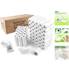 Space-Saving 100 Count 2 1/4″ x 50′ Thermal Receipt Paper – All Credit Terminals