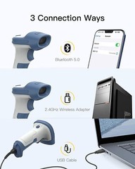 Inateck 2D Wireless Bluetooth Barcode Scanner With Charging Base BCST-73+BS04001
