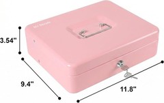 Locking Cash Box with Key Lock and Money Tray, Money Box, Lock Safe Box, Cash…