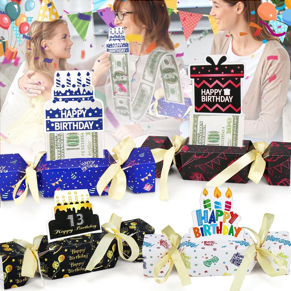 XANGNIER 4pcs Birthday Surprise Money Pull Pouch with 2 Digital Stickers,Cash…