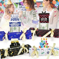 XANGNIER 4pcs Birthday Surprise Money Pull Pouch with 2 Digital Stickers,Cash…