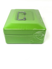 Hearthsong Metal Cash Lockbox with Plastic Inner Tray, Lock & 2 Keys 8x6x3 – NEW