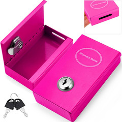 1 Pack Metal Box for Gamblers Pocket Sized Winner Bank Casino Cash Box with 2 Ke