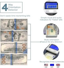 AccuBANKER D585 7-Point Counterfeit Bill Detector USD EUR GBP (with Stand), CE