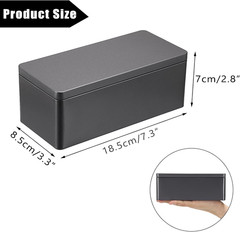 2 Packs Black Metal Cash Box Rectangular Money Organizer with Lid Currency Stora