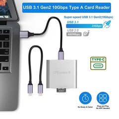 USB 3.1 Gen 2 CF Express Type B Card Reader + USB C Data Cable, 10Gbps Speed