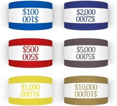 300 Assorted Currency Strap Bands – Self-Sealing Money Bundles, 7.5×1.25 Inches
