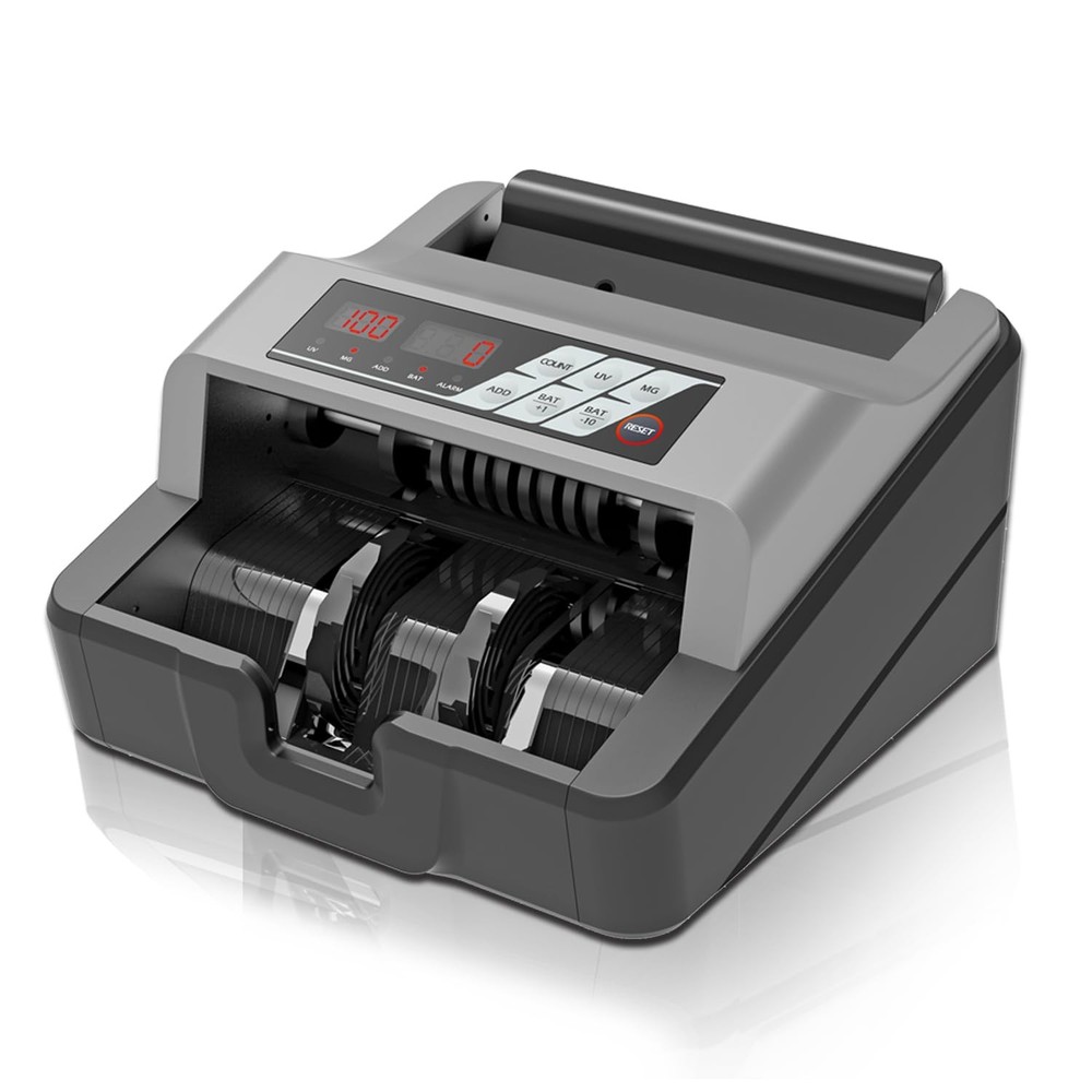 TIHOO Portable Money Counter – Advanced UV/MG Counterfeit Black & Gray