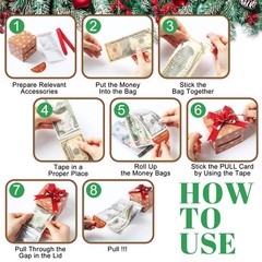 12 PCS Christmas Money Pop-Up Box for Cash Gift Pull DIY Surprise Pull Kit