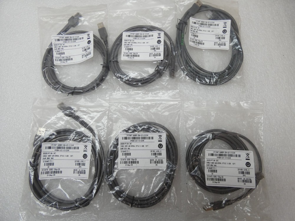 LOT OF 6 USB 10FT CBA-U01-C10ZAR for Symbol Motorola Barcode Cables