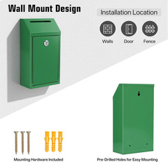 Sumerfnt Cash Box Wall Mount, Metal Money Drop Box with Lock and Slot, Money Col