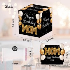 Mom Birthday Money Box for Cash Pull, Happy Birthday Black Gold Boxes Gifts f…