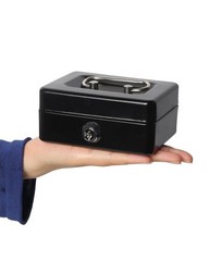 Small Cash Box Key Lock Black Metal Money Tray Safe Lockbox XXSmall Security