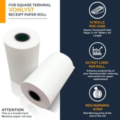 Vonlyst Receipt Paper Roll Square Terminal Credit Card Machine 10 rolls