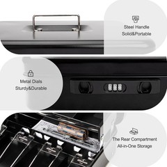 Stylish 11.8″ x 9.5″ Black Cash Box with Sliding Lid – Scratch Resistant Design