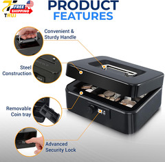 Security Money Box Fire Proof Lock Safe Storage Cash Gun Jewelry Portable Safet