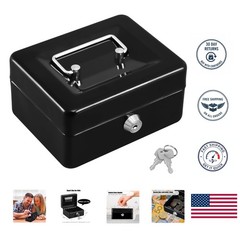 Versatile Portable Lock Box with 2 Keys – Ideal for Bills, Coins & Receipts