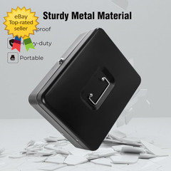 Cash Box with Money Tray and Key Lock Saving Lock Box with Money