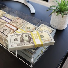 Clear Currency Tray, 5 Compartment Cash Organizer Money Storage Box, 300 Curr…