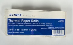 Iconex Thermal Electronic Calculator Rolls 2 1/4in. x 85ft. White Pk of 3 Paper