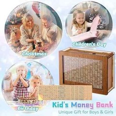 Money Box Handmade Reusable Piggy Bank Crafts Wooden Cash Box Storage -$10,000