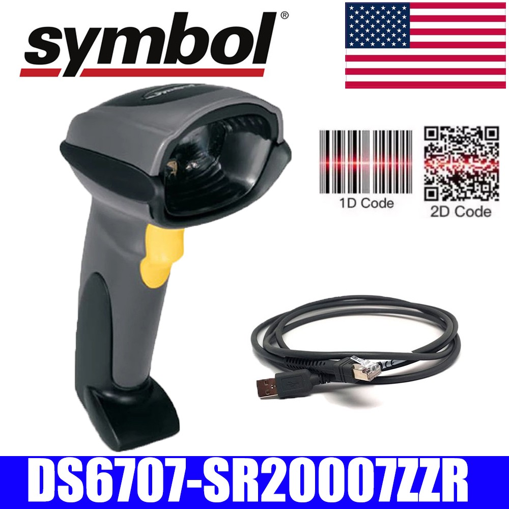 Symbol DS6707-SR20007ZZR 1D 2D Handheld USB Standard-Range Barcode Scanner+Cable