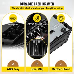 Cash Drawer 16″ Cash Register POS System 5 Bill 8 Coin 3 Unlocking Ways Box