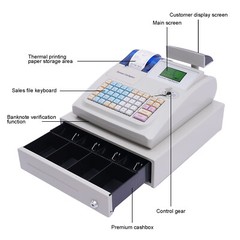 LCD Display Electronic POS System 48 Keys Cash Register For Retail with Drawer