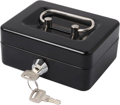 Large Cash Box with Money Tray and Lock, Metal Money Box for Cash, Lockb