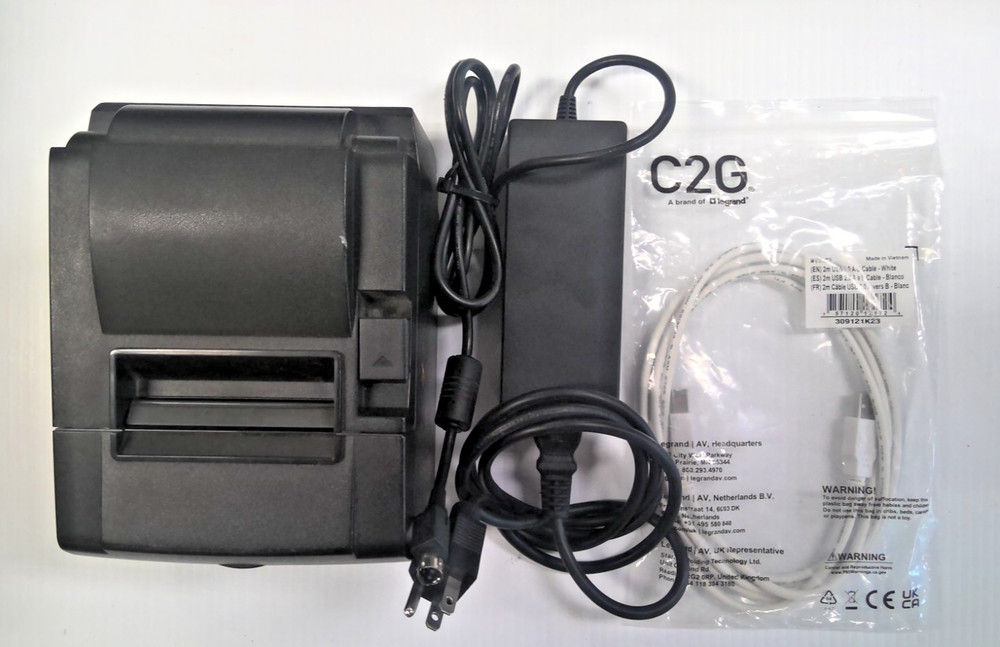 Star Micronic TSP100II 143IIU POS Receipt Printer AC Adapter+USB 2.0 A/B Cable