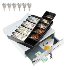 Heavy Duty 13″ White(RAL 9003) POS Cash Drawer with 4Bill/5Coin Stainless Steel