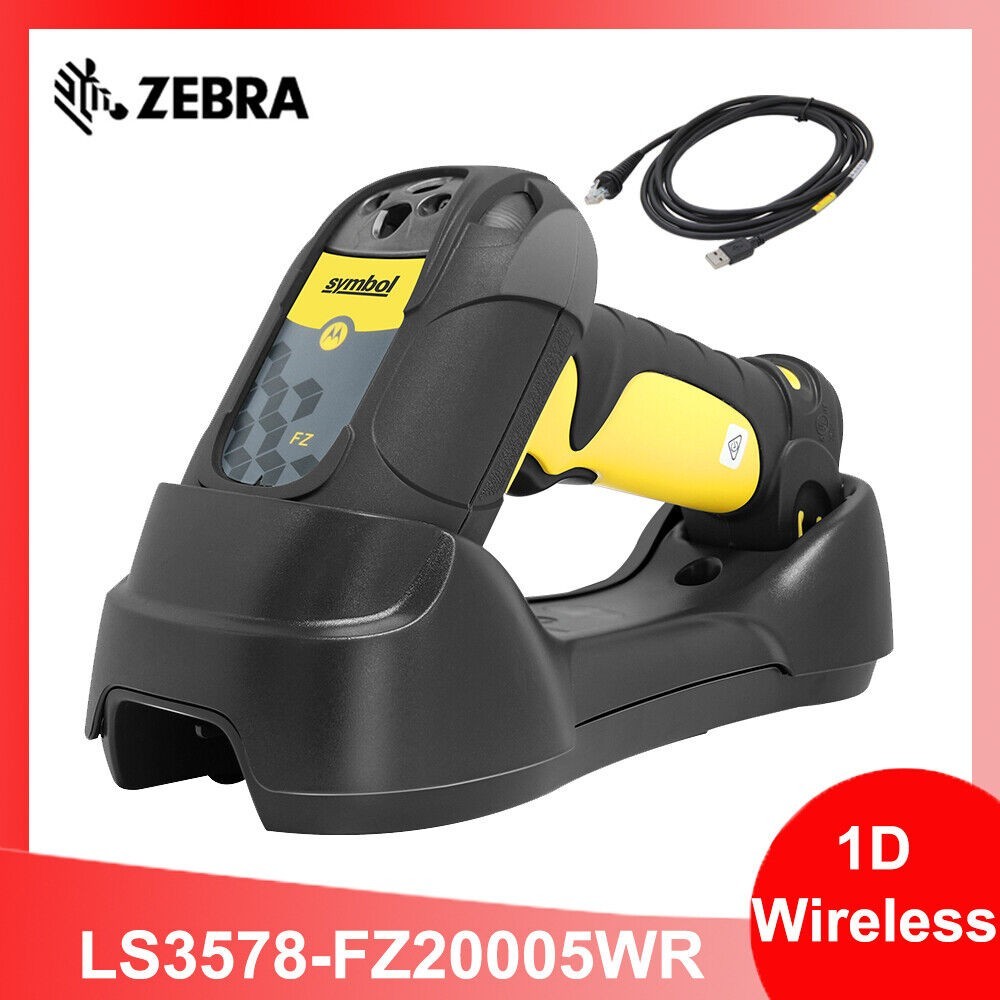 Symbol LS3578-FZ Wireless Bluetooth 1D USB Barcode Scanner w/ Battery&Cradle&PSU