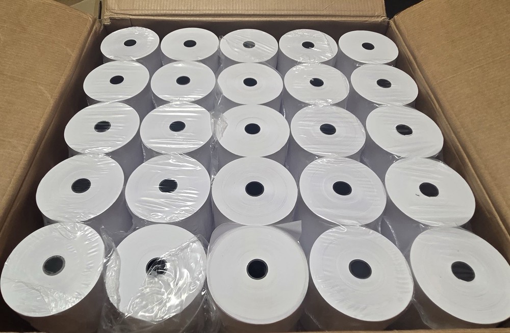 Case of 3″ 1-ply 165′ Bond, 50 Paper Rolls 31165-50