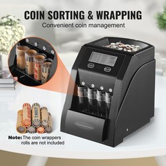 Uimoso USD Coin Sorter Wrapper Roller 150 Coins/min 4 Coin Tubes Store 200 Coins