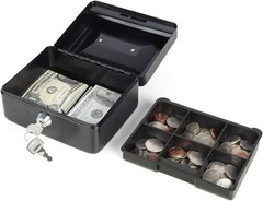 Compact Double Layer Cash Box with Key Lock – Versatile Money Organizer (5.9″)