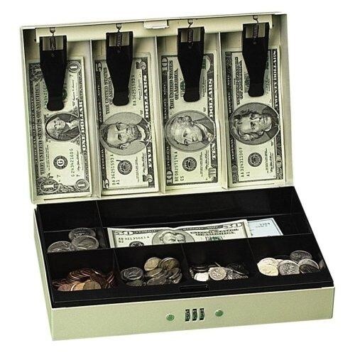Cash Box Combination Lock 4 Slots 6 Compartment Cashier 1 Tray Steel PM SecurIT