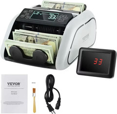 VEVOR Bill Counter UV/MG/IR/DD Detection Dual Display 1000pcs/min 200 Capacity