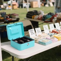Portable Metal Cash Box with Key Lock – Scratch Resistant & Organized Money Tray