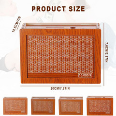 Wooden Cash Vault Savings Box Money Saving Challenge Coin Counter Piggy Bank for