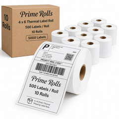 5000 Labels 4 x 6 Direct Thermal 500 per Roll 10 Rolls Shipping Labels No Dymo