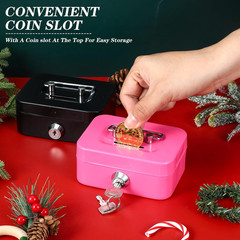 4 Pieces Money Box Cash Box with Lock and Slot Steel Organizer Piggy Bank Metal
