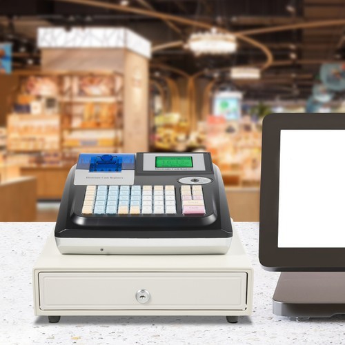 Square POS Terminal Cash Register Complete W/ Printer, And Cash Drawer, 48 Keys