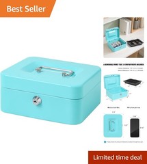 Portable Metal Cash Box with Key Lock – Scratch Resistant & Organized Money Tray